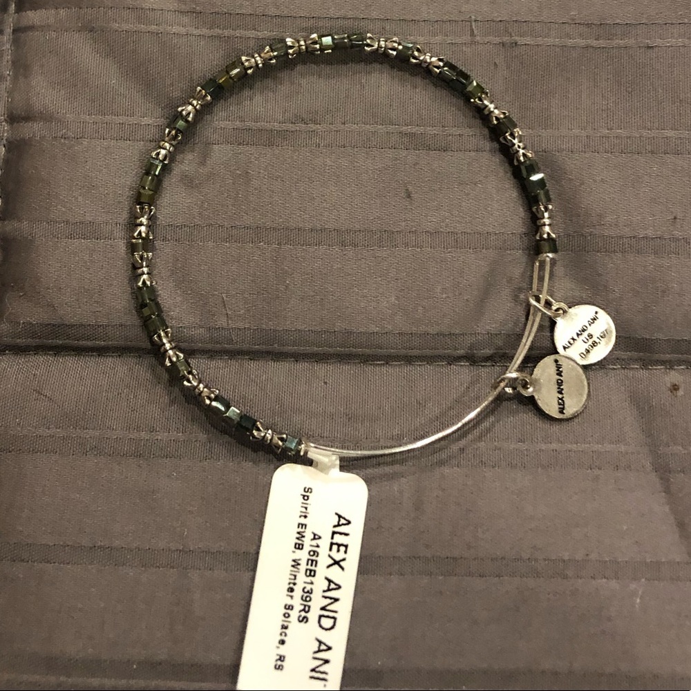 NWT Alex and Ani grey and clear crystal embellished silver-tone bracelet